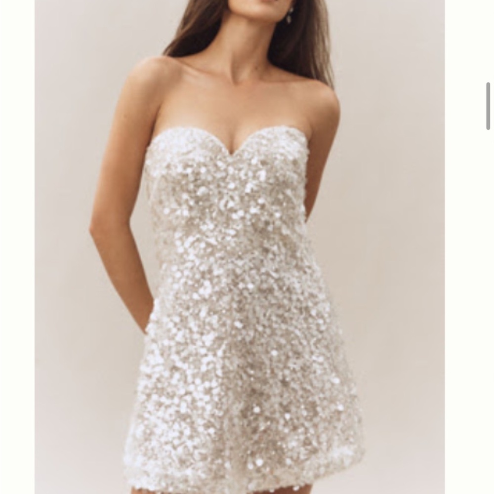HELSI MIMI STRAPLESS SWEETHEART SEQUIN MINI DRESS